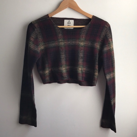 UNIF Sweaters - RARE UNIF x UO Nevermind plaid crop sweater top
